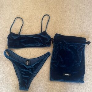 triangl swimwear Velvet Bikini Set in Navy Blue